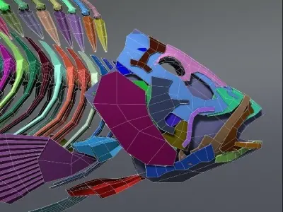Perch fish skeleton Low-poly 3D model
