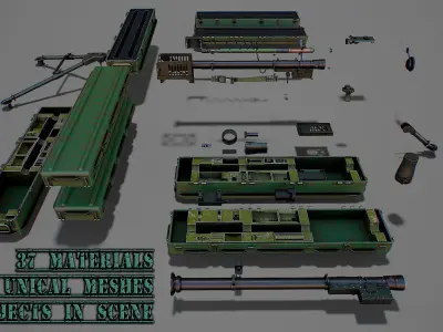 Missile launcher scene Low-poly 3D model