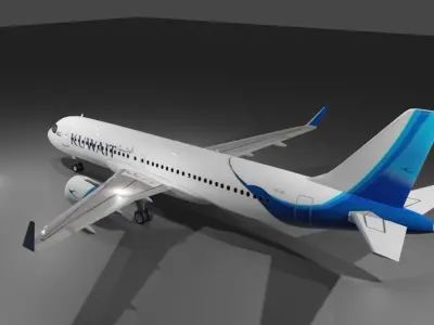 Kuwait airways Airbus a320neo 3d model Low-poly 3D model