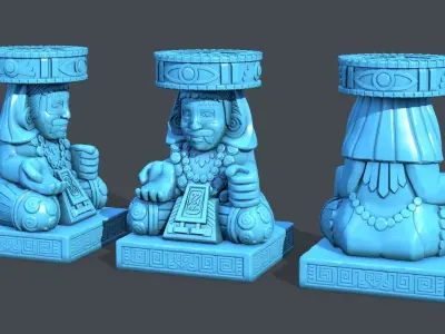 Statue Aztec Huehueteotl God of fire HP 3D print model
