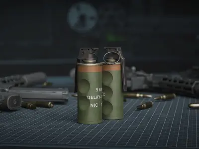 Game Ready N25 Stun Grenade - Army Skin Low-poly 3D model