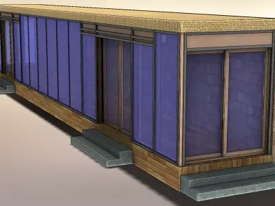 Glazed veranda with sliding doors Free 3D model