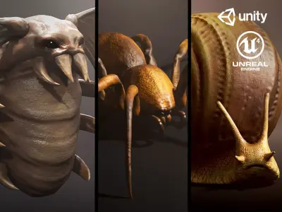 Land Insects1 Pack - Game Ready Low-poly 3D models Low-poly 3D model