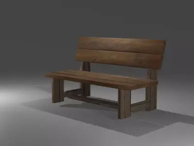 Wood Bench Low poly Game ready Low-poly 3D model