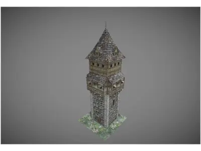 low poly middle ages tower 2 Free low-poly 3D model