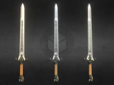 Baphomet-Sword three swords Free low-poly 3D model