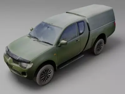Mitsubishi L200 pickup truck vehicle military lowpoly 3D model