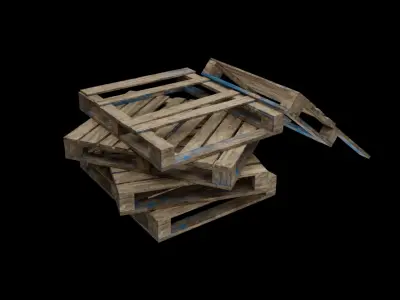 Free Wooden Pallets one full and two broken Free low-poly 3D model
