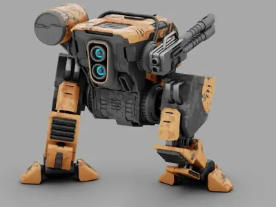 Military robot rigged character 3D model