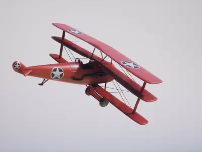 Military Triplane Low-poly 3D model
