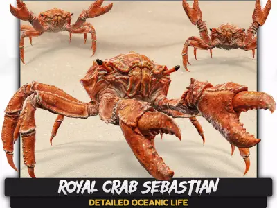 Royal Crab - King Sebastian - Realistic Rigged Animated - 18 Low-poly 3D model