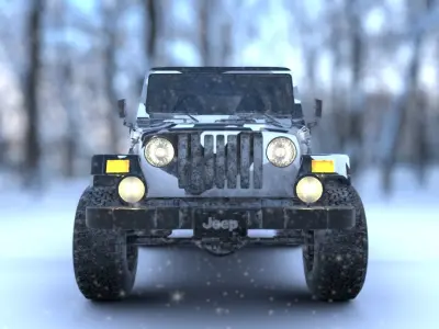 Jeep Wrangler TJ Custom Design Jeep Arctic theme Low-poly 3D model