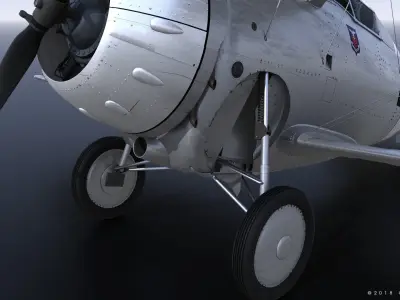 F2F-1 USS Lexington CV-2 1937 Low-poly 3D model