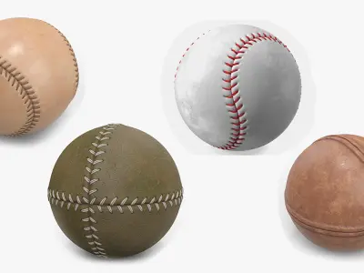 Vintage Baseball Balls Collection 3 3D model