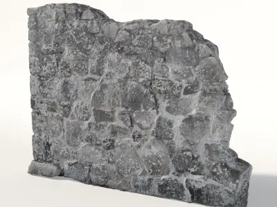Old castle wall part G Low-poly 3D model