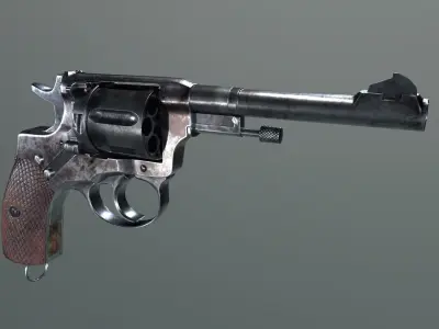 Nagant revolver Low-poly 3D model