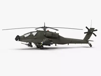 AH64A Apache Helicopter Green Low-poly 3D model