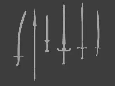 Medieval Sword Bundle Low-poly 3D model