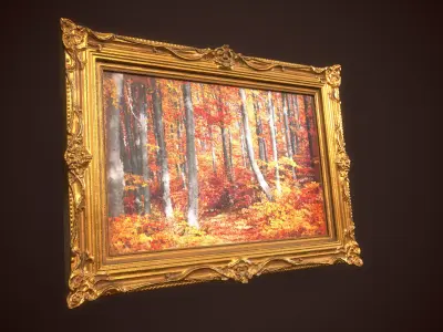 Ornate Picture Frame - PBR Game Ready Low-poly 3D model Free low-poly 3D model