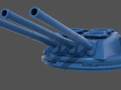 381mm WW2 Italian turret n1 - Commercial license - 1-200 scale 3D print model