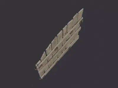 Weathered wooden arch gate exterior entrance Low-poly 3D model