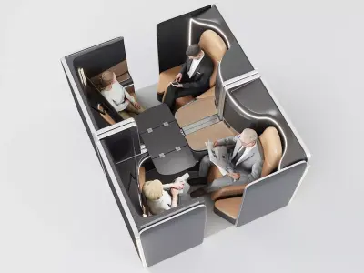 First-class cabin with passenger seat animated 3D model