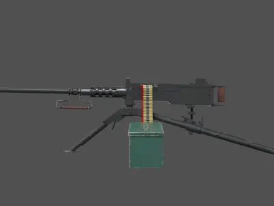 browning m2 machine gun pbr Low-poly 3D model