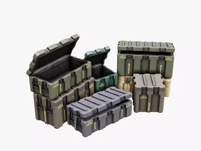 Low Poly PBR Military Crate Collection Low-poly 3D model