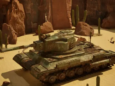 desert tank Low-poly 3D model