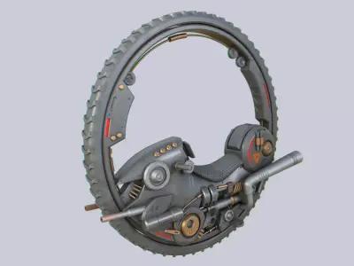 Mono wheel vehicle Low-poly 3D model