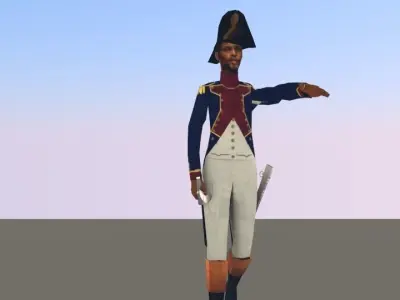 Black OFFICER LOW POLY Napoleonic wars Low-poly 3D model