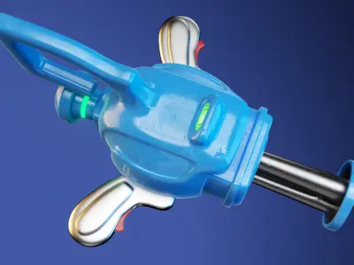 Cartoon-style Gatling gun weapon as a game prop 3D model