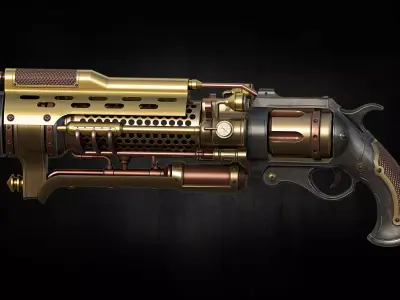 Stylized Sergey zimmer low poly Game ready gun Low-poly 3D model