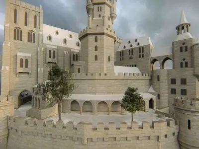 Spiral Castle Fortress Fantasy Hilltop Citadel Low-poly 3D model