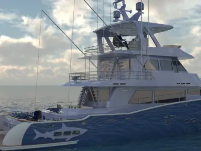 Yacht fishing boat 3D model