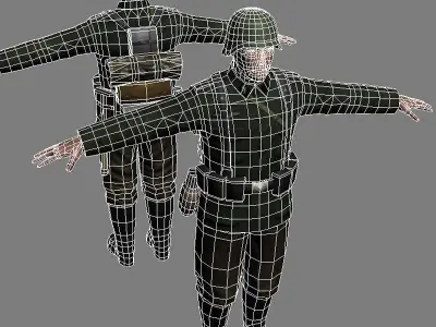 german soldier and kar 98k Low-poly 3D model