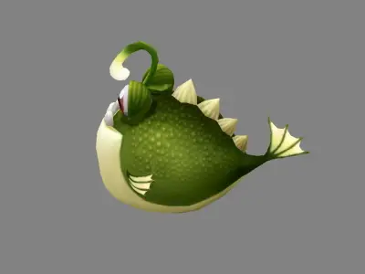 Cartoon blowfish - anglerfish Low-poly 3D model