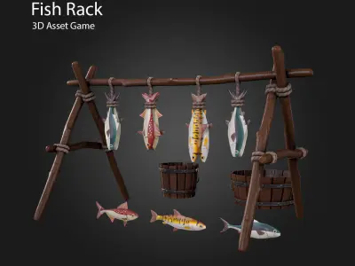Fish Rack Low-poly 3D model