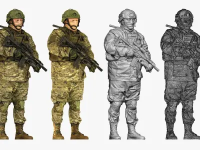 modern soldier in camouflage honeybadger 001149 3D model