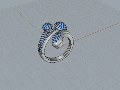 jewelry ring with diamonds gold 3D print model