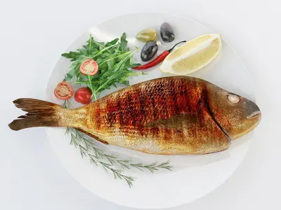 Cooked fish 3D model