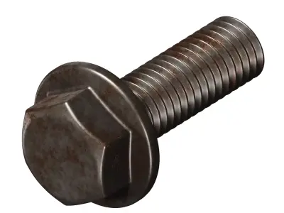 Rusty Steel Flanged Bolt Low-poly 3D model