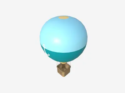 Balloon Hot Air 04 Light Blue - Aircraft Cartoon Low-poly 3D model
