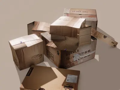 CardBoard Box Pack Free low-poly 3D model