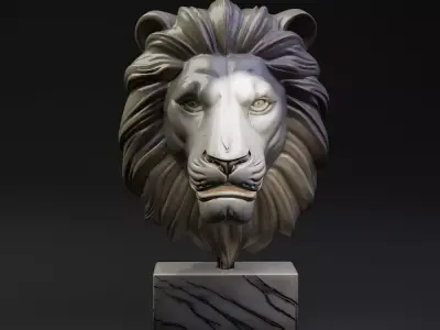 Ceramic Lion Head Statue Modern Interior Free 3D model