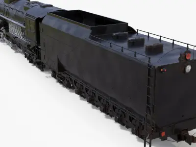 Vintage Locomotive with Trailed Tender Rigged for Cinema 4D 3D model purchase