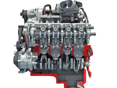 Sectioned Animated V8 Engine 3D model