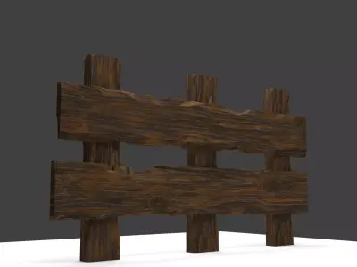 Wooden Fence 3D model 12