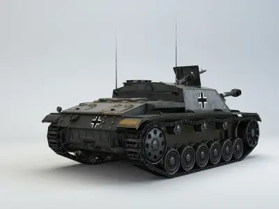 Low Poly Stug III Ausf G Early assault gun Low-poly 3D model