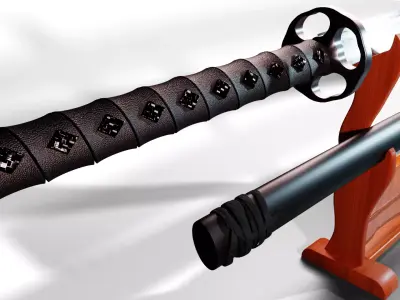 Katana with Sheath and Stand Low-poly 3D model